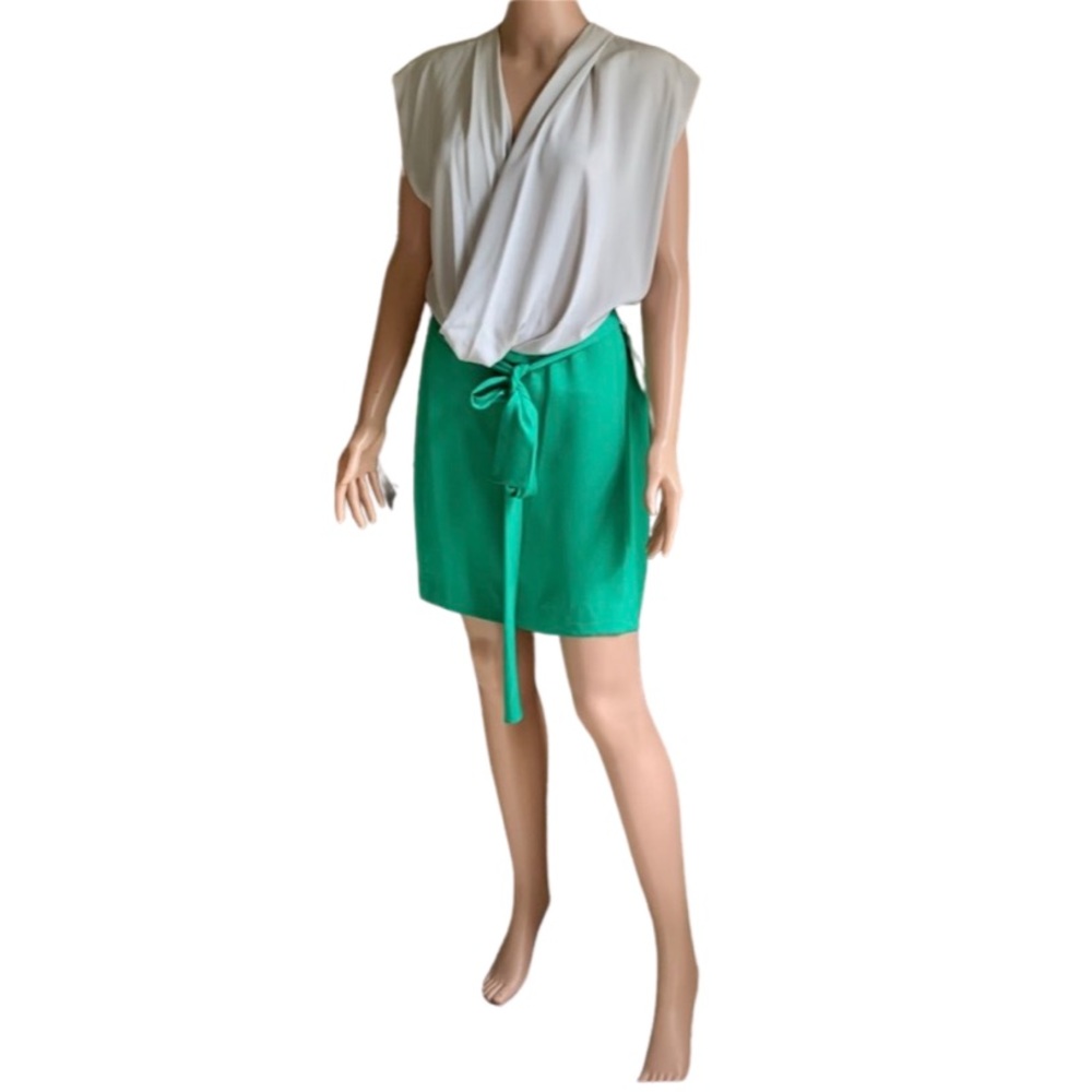 DVF cowlneck silk dress (Reara, green/gray)